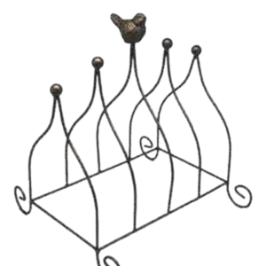 Suporte para pratos em ferro com pássaro