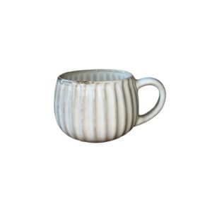 Caneca cerâmica bege listras